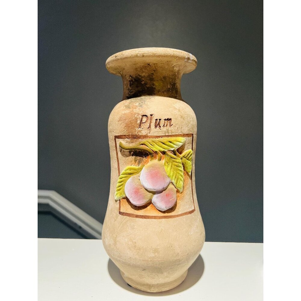 Gorgeous vintage Italian country style ceramic kitchen canister — large 11.5” ta